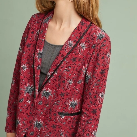 Anthropologie Berenice Piped Floral Blazer  M 🦂 - Picture 2 of 9